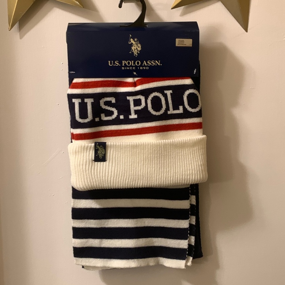 U.S. Polo Assn. Unisex Beanie and Scarf Cold Weather Set
